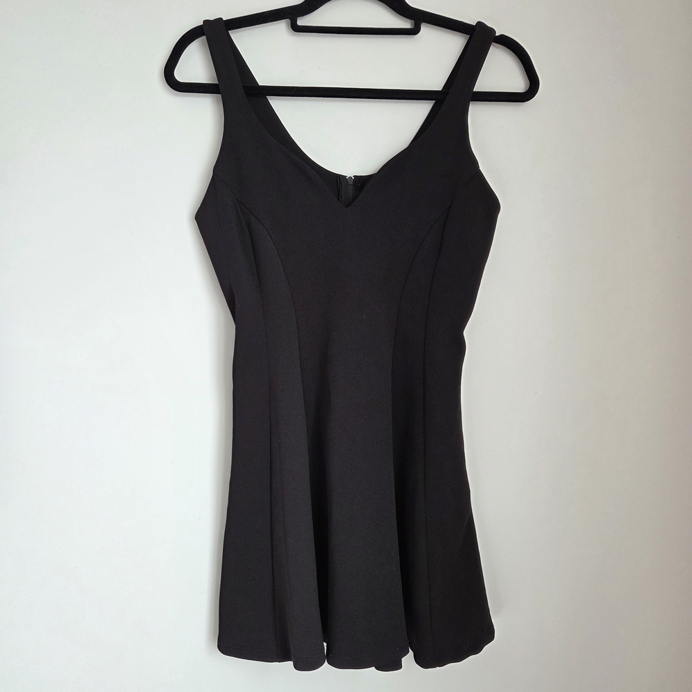 Speechless Black Fit & Flare Mini Dress Sweetheart Neckline with Pockets Size S